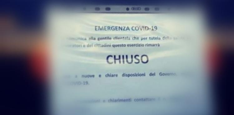 un esercizio chiuso per Covid 19