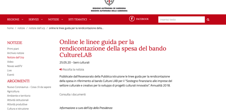 la news di culturelab pubblicata dalla ras